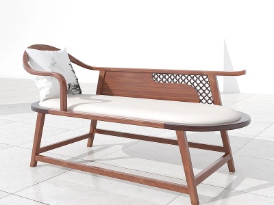 新中式古典实木贵妃椅模型3d模型