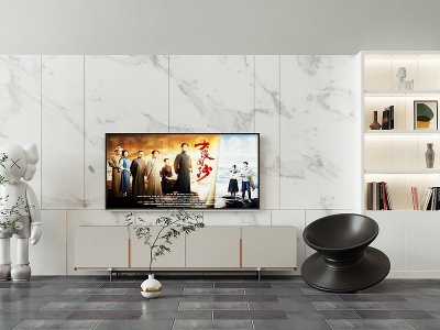 现代电视背景墙模型