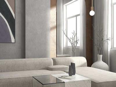 现代客厅转角沙发模型3d模型
