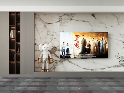 现代电视背景墙组合3d模型