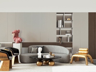 现代异形沙发茶几组合3d模型