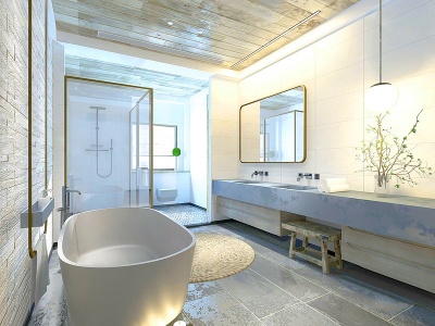 3d中式家居卫浴模型