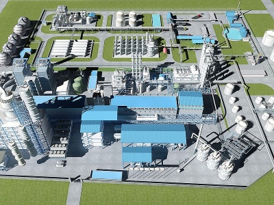 3d现代化工厂设备厂房模型