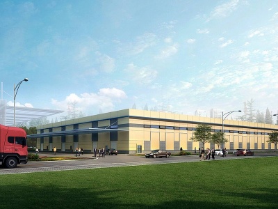 3d工业厂房厂区建筑外观模型