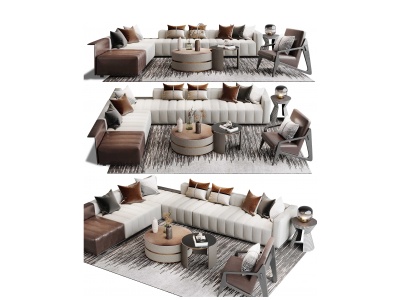 米洛提现代转角沙发茶几模型3d模型