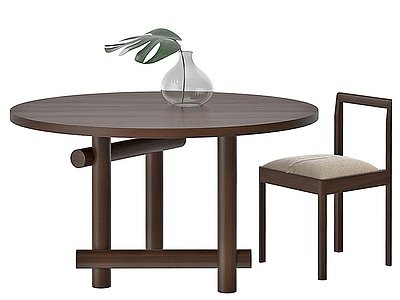 新中式餐桌椅模型