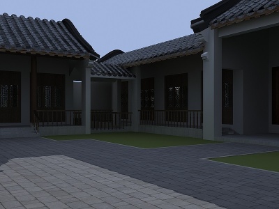 中式古建四合院全模模型3d模型