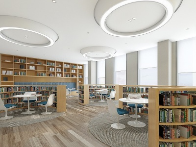 3d图书阅览室模型