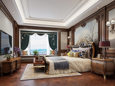 美式欧式古典卧室模型3d模型