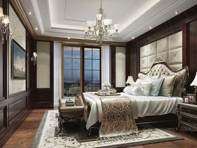 3d美式欧式古典卧室模型