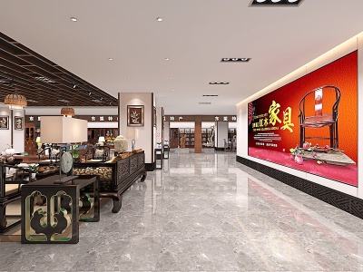 3d新中式商场大厅模型