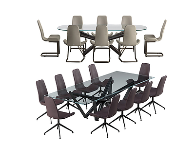 3d简约办公桌椅会议桌椅模型