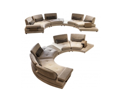 多人弧形圆形转角沙发模型3d模型