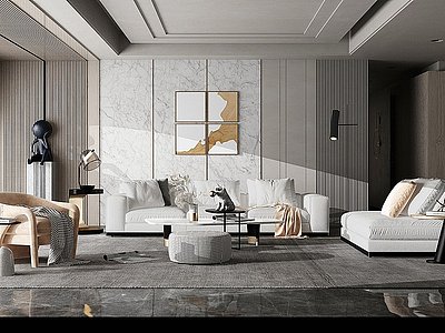3d现代客厅沙发单人沙发模型