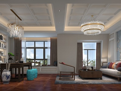 新古典客厅书房模型3d模型