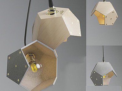 3d木制异形蜂巢吊灯模型