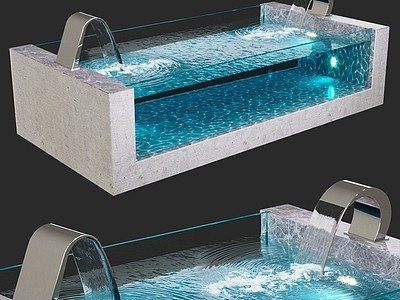 3d玻璃泳池浴缸模型