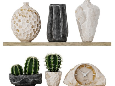 3d现代石头花瓶装饰品摆件模型