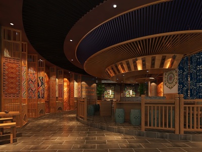 3d中式油茶展厅体验区模型