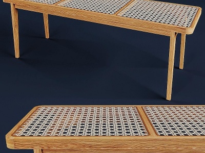 3d木制网格格子长凳模型
