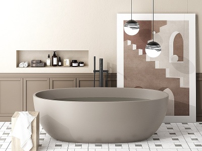 3d现代椭圆浴缸模型