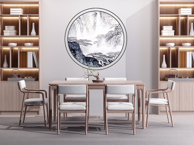 新中式实木北欧餐桌椅模型3d模型
