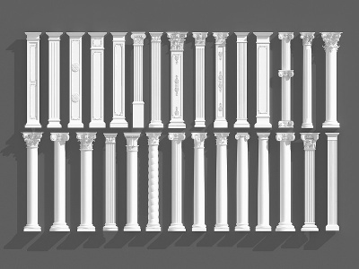 3d欧式罗马柱组合模型