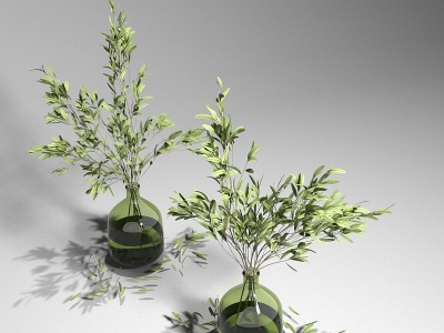 3d现代植物插花花瓶摆件模型