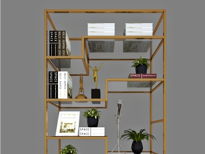3d现代装饰柜书籍摆件组合模型