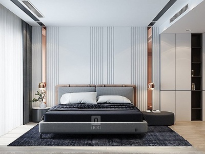 现代简欧式轻奢卧室模型3d模型