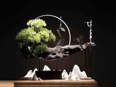 新中式禅意松树盆景模型3d模型