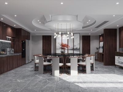 新中式别墅餐厅模型3d模型