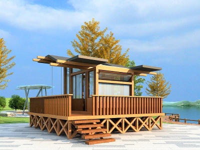 3d现代休闲木屋模型