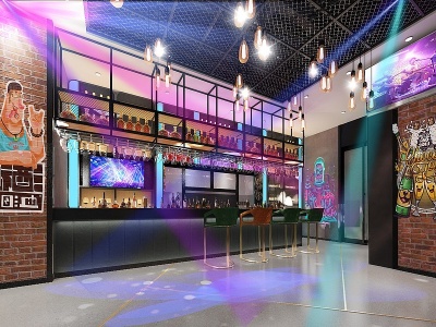 3d工业风KTV酒吧区模型
