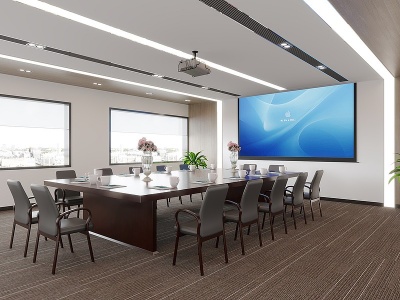 3d现代办公会议室模型