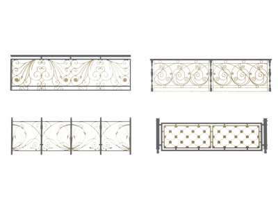 3d欧式古典欧式铁艺雕花护栏模型