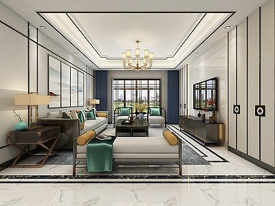 新中式客厅沙发组合模型3d模型
