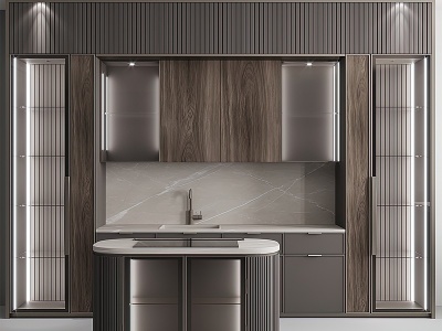 3d现代厨房壁柜模型