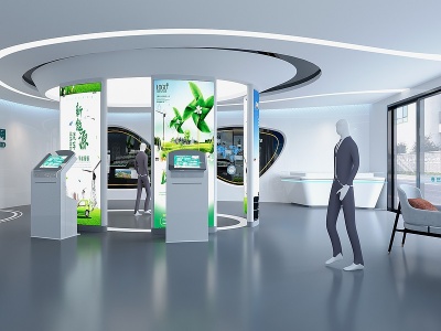 3d现代企业展厅模型