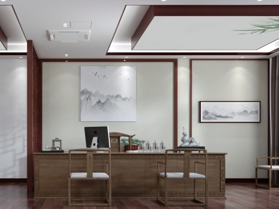 新中式经理办公室模型3d模型