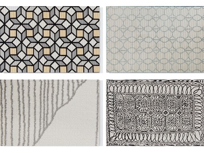 3d现代抽象图案地毯组合模型