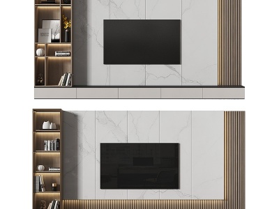 3d现代电视背景墙模型