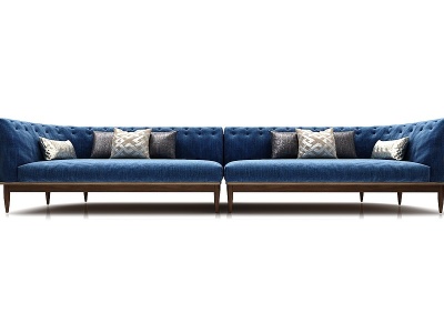 3d现代风格蓝色布艺沙发模型