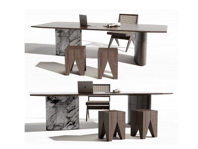 现代简约书桌椅组合模型3d模型