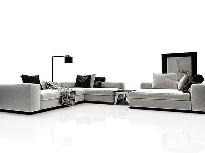 现代风格布艺沙发模型