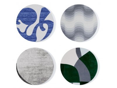 3d抽象图案圆形地毯组合模型