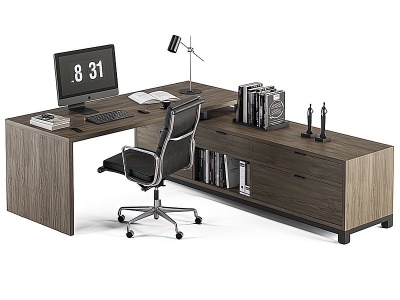 3d现代办公桌椅组合模型