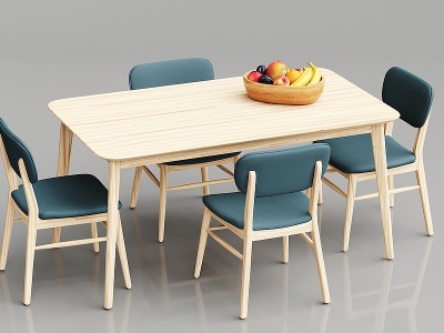 北欧简约实木餐桌3d模型