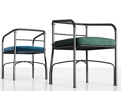 现代金属布艺单椅组合模型3d模型