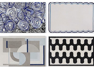 3d高级灰蓝色抽象地毯组合模型